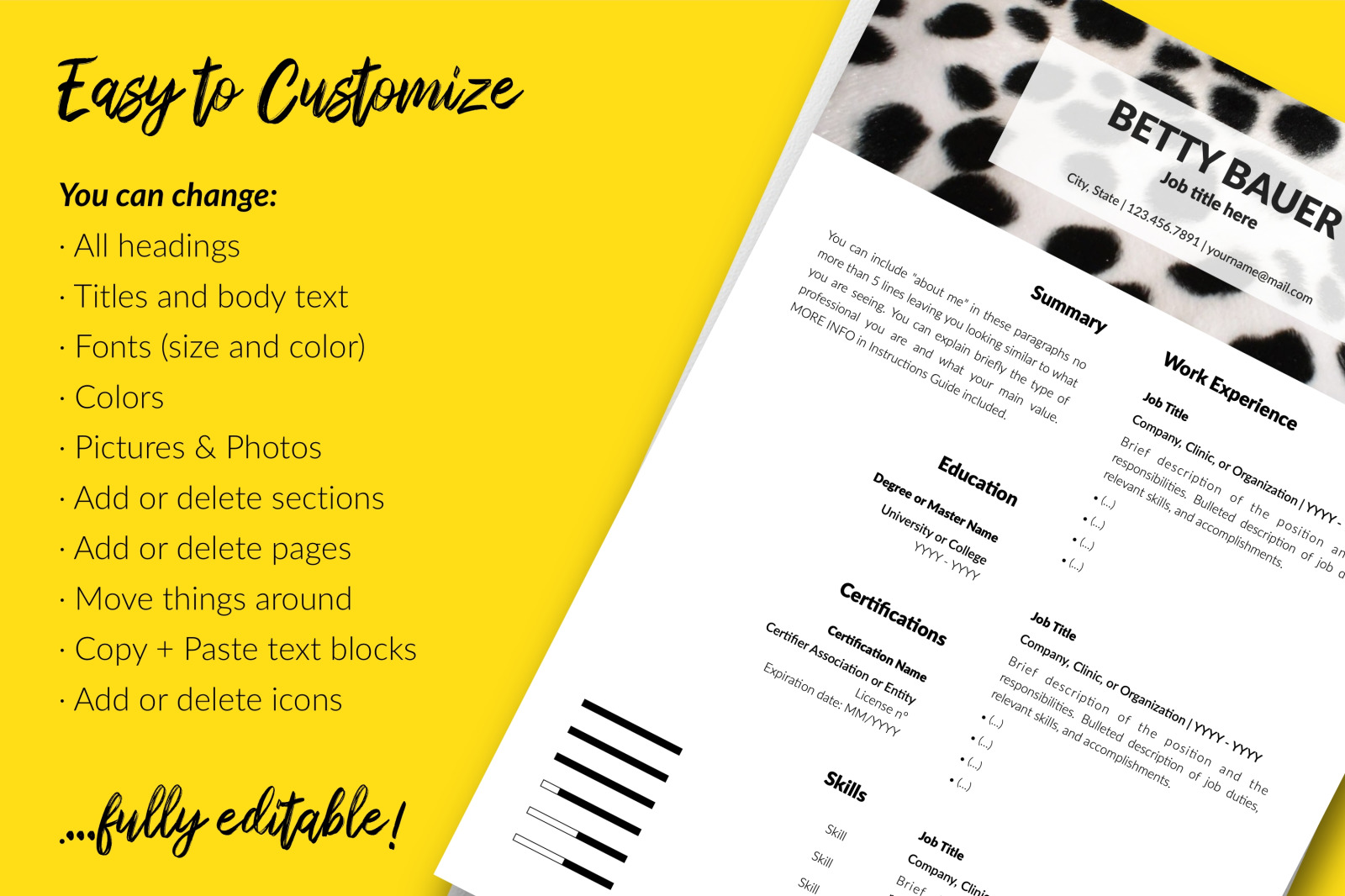 Animal Care Resume Template for Microsoft Word & Apple Pages // Betty Bauer CV Design Template Animal Care Resume Template for Microsoft Word & Apple Pages // Betty Bauer CV Design Template