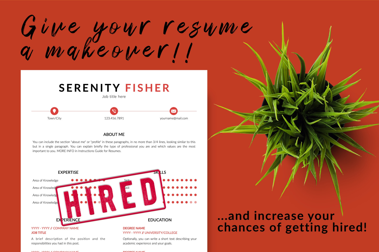 Modern Resume Template for Microsoft Word &amp; Apple Pages // Serenity Fisher CV Design Template