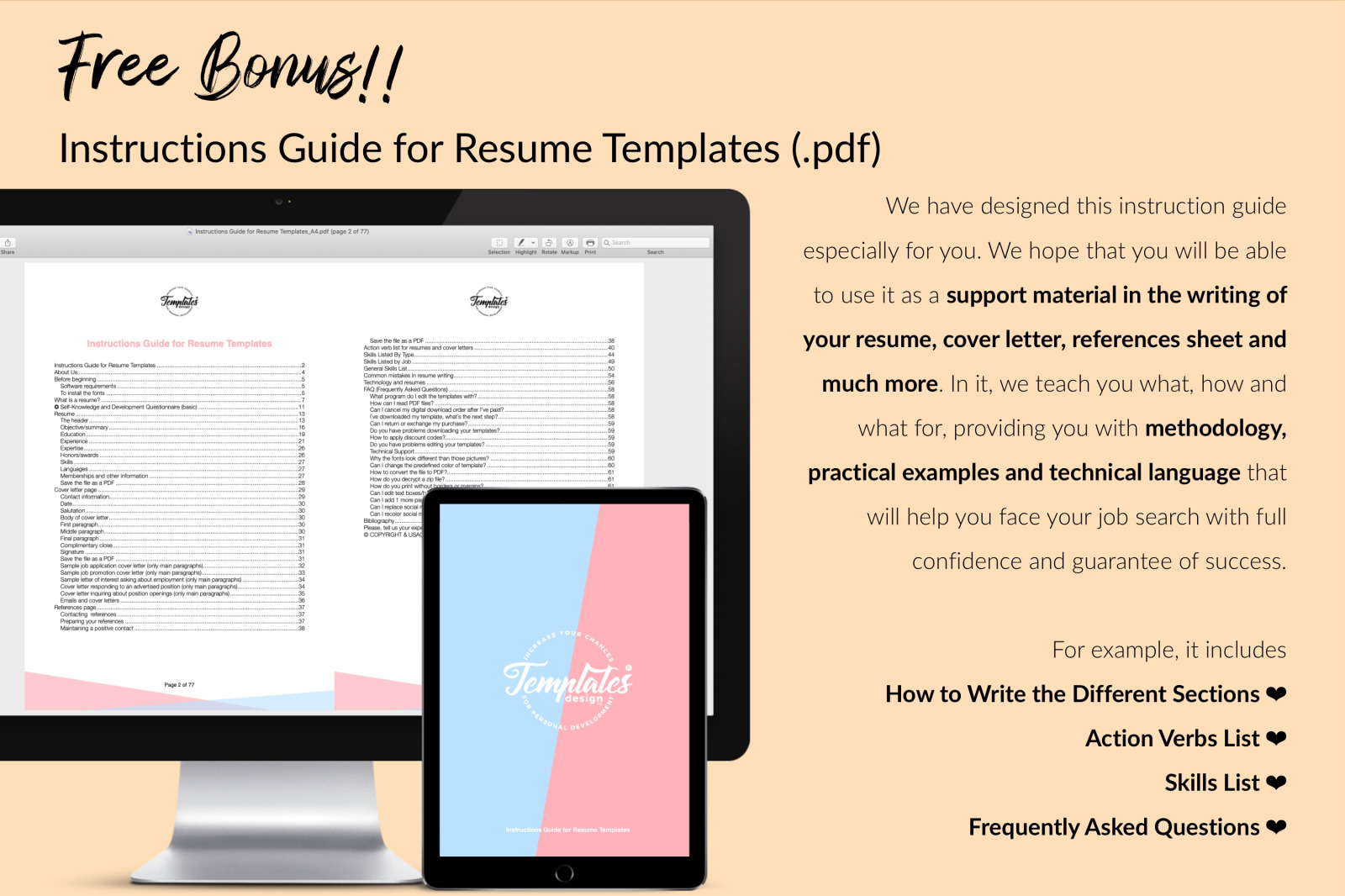 Modern Resume Template for Microsoft Word &amp; Apple Pages // Paisley Edwards CV Design Template