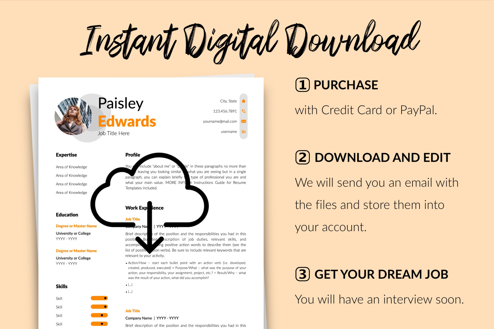 Modern Resume Template for Microsoft Word & Apple Pages // Paisley Edwards CV Design Template Modern Resume Template for Microsoft Word & Apple Pages // Paisley Edwards CV Design Template