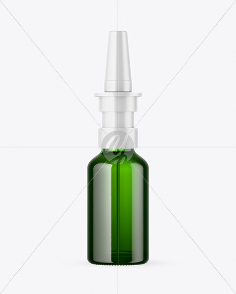 Green Glass Nasal Spray Bottle Mockup