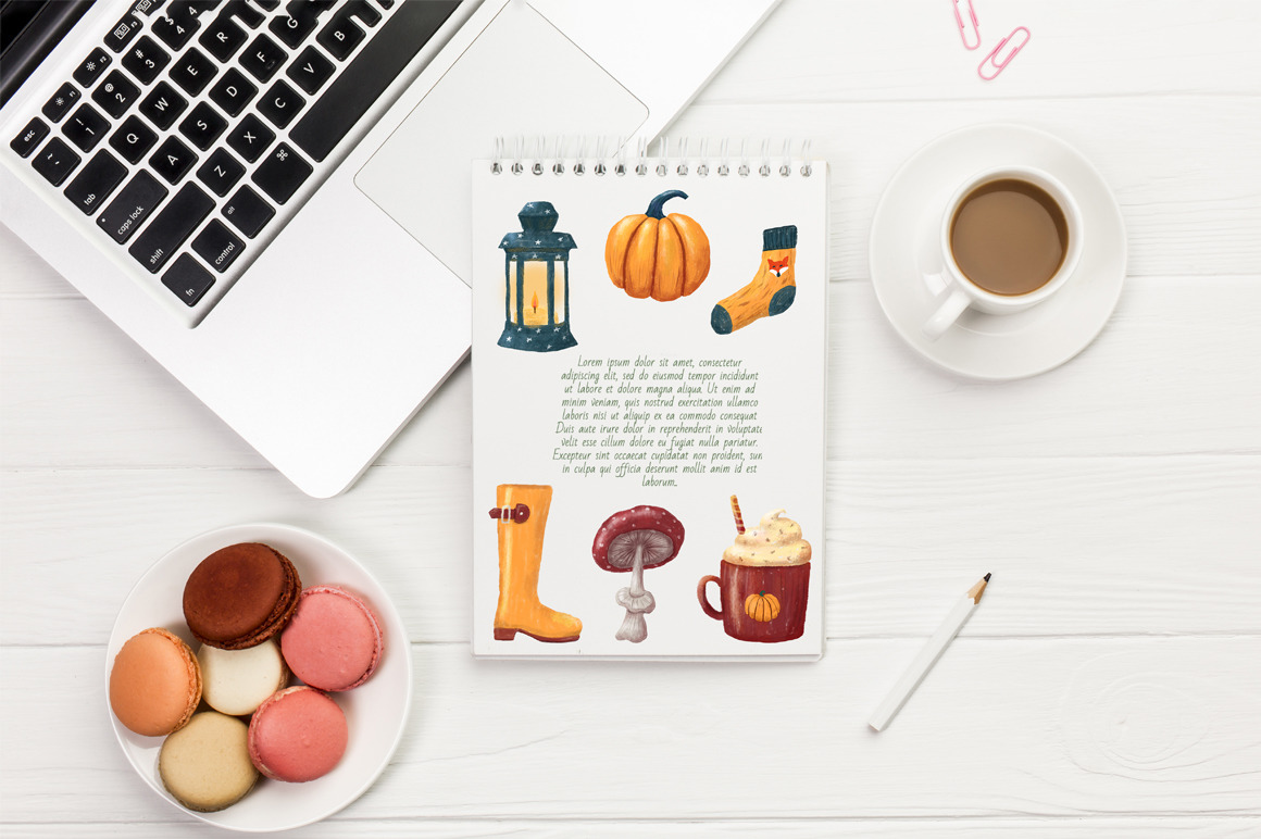 Cozy autumn cliparts, fall set, png