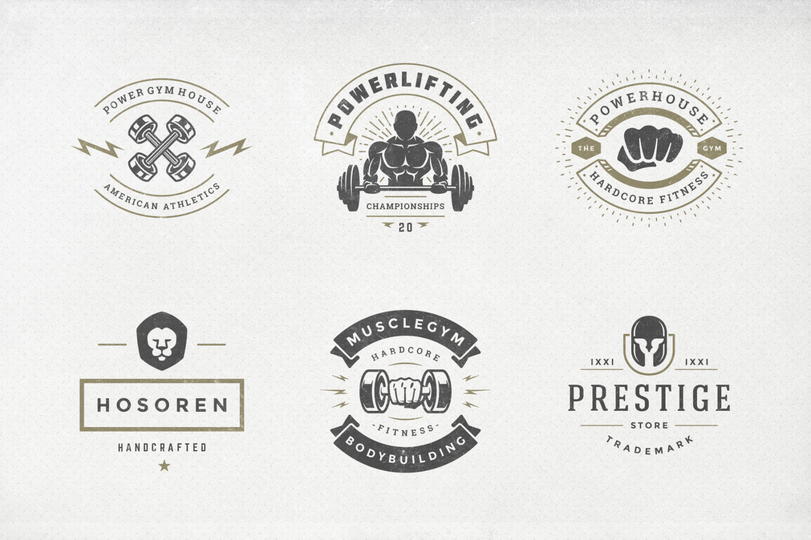 Retro Fitness & Gym Logos Set Retro Fitness & Gym Logos Set