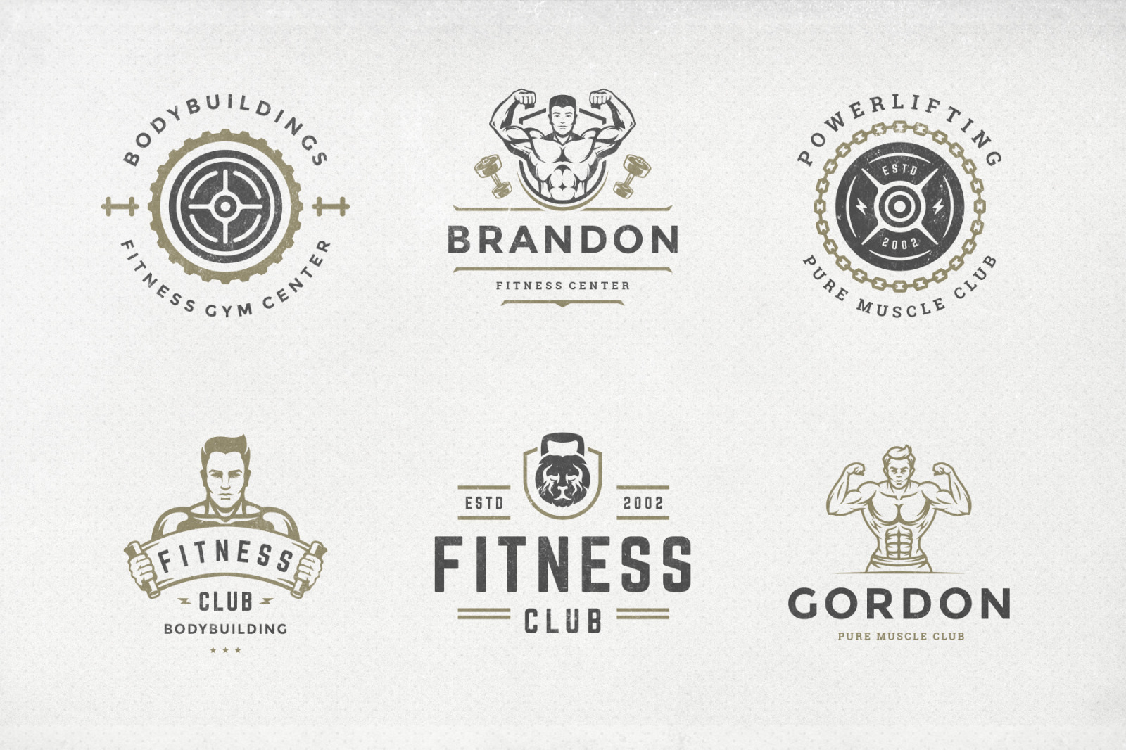 Retro Fitness &amp; Gym Logos Set