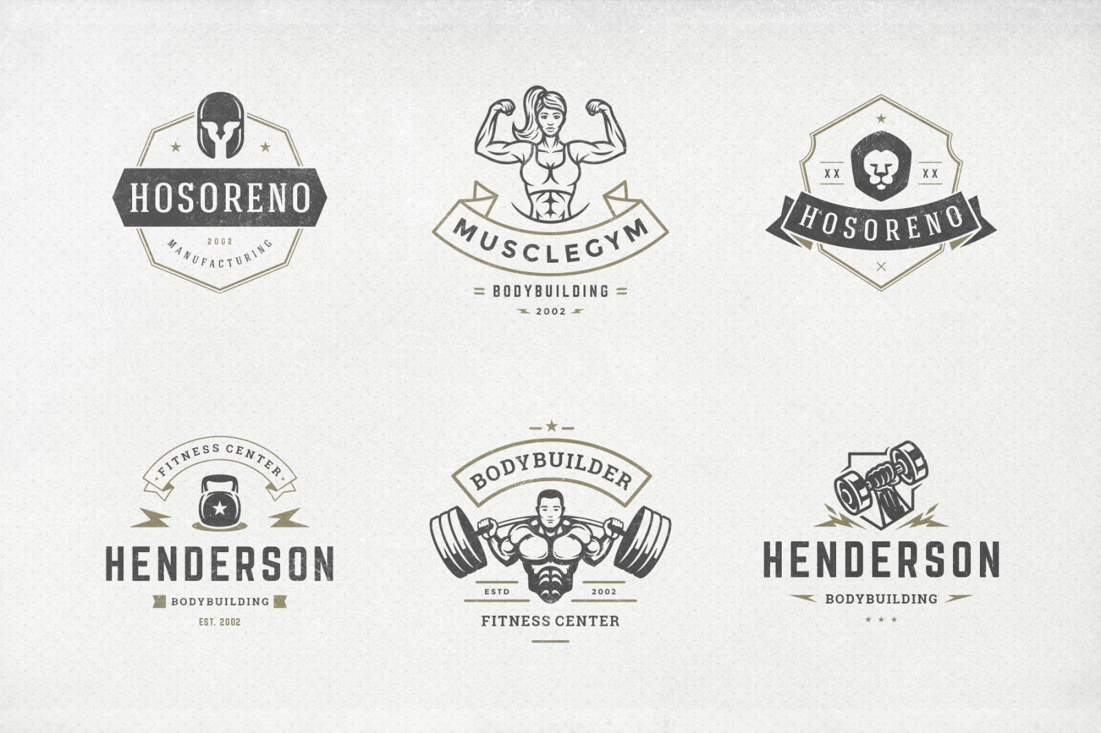 Retro Fitness & Gym Logos Set Retro Fitness & Gym Logos Set