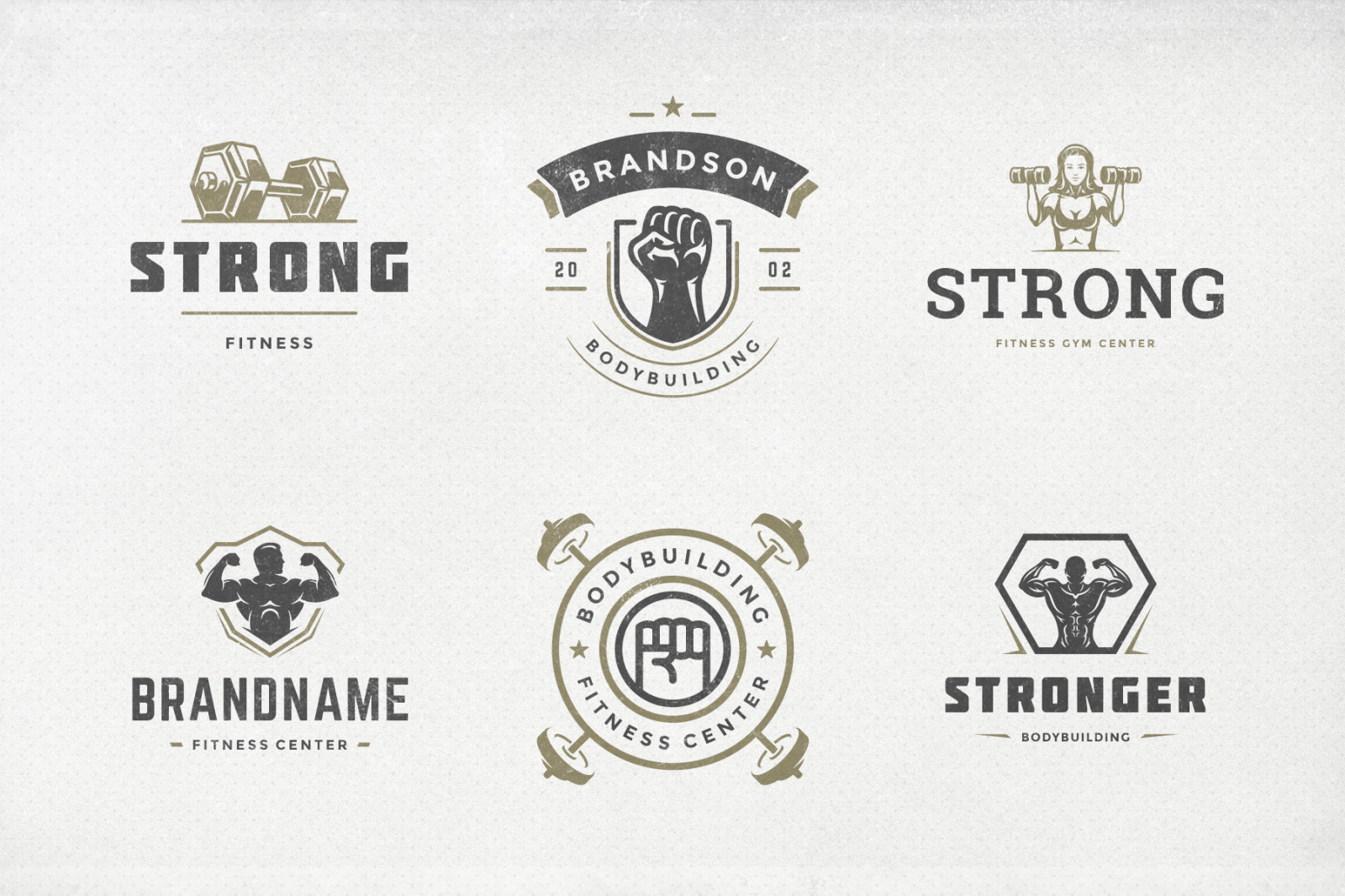 Retro Fitness &amp; Gym Logos Set