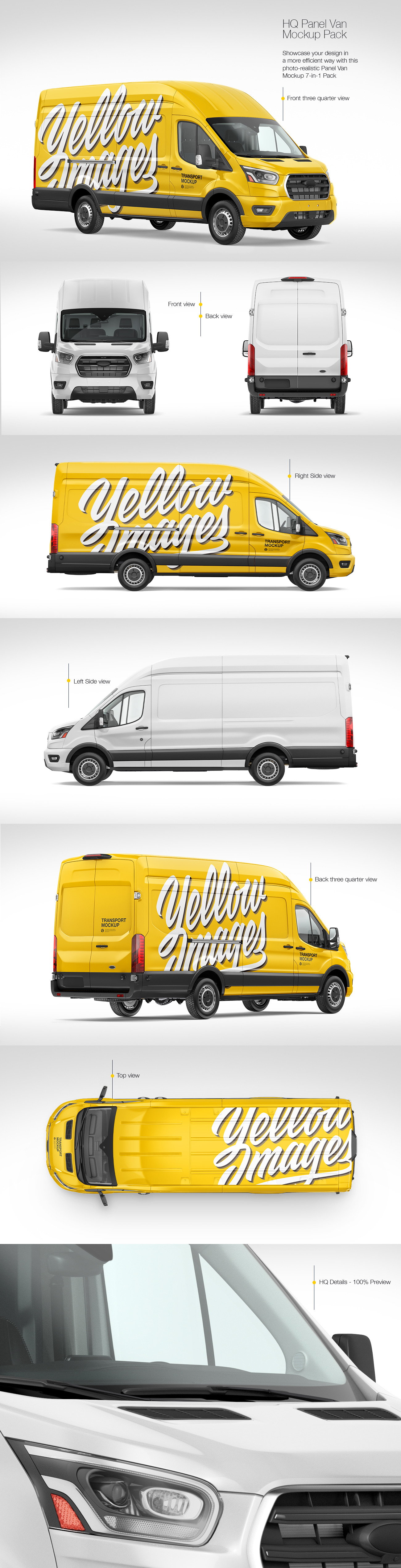 HQ Panel Van Mockup 7-in-1 Pack