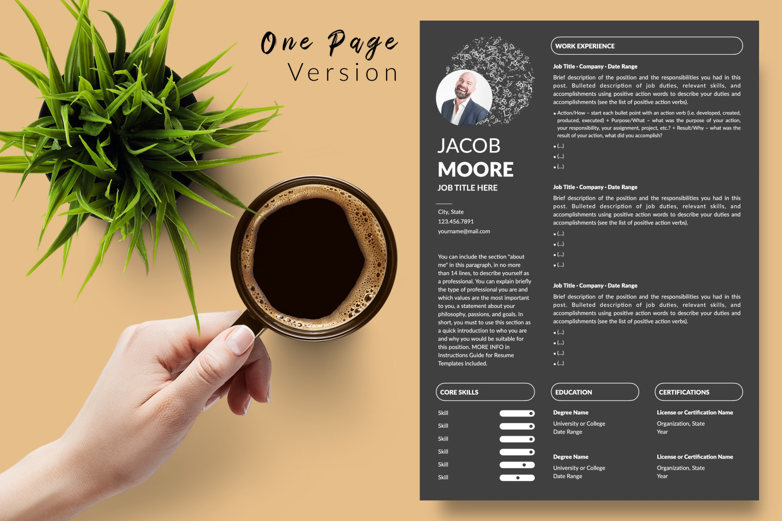 Creative Resume Template Bundle for Microsoft Word &amp; Apple Pages // Jacob Moore CV Design Template