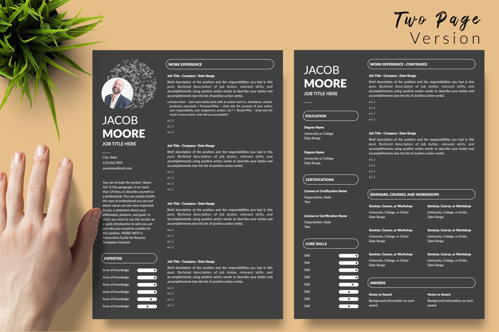 Creative Resume Template Bundle for Microsoft Word &amp; Apple Pages // Jacob Moore CV Design Template