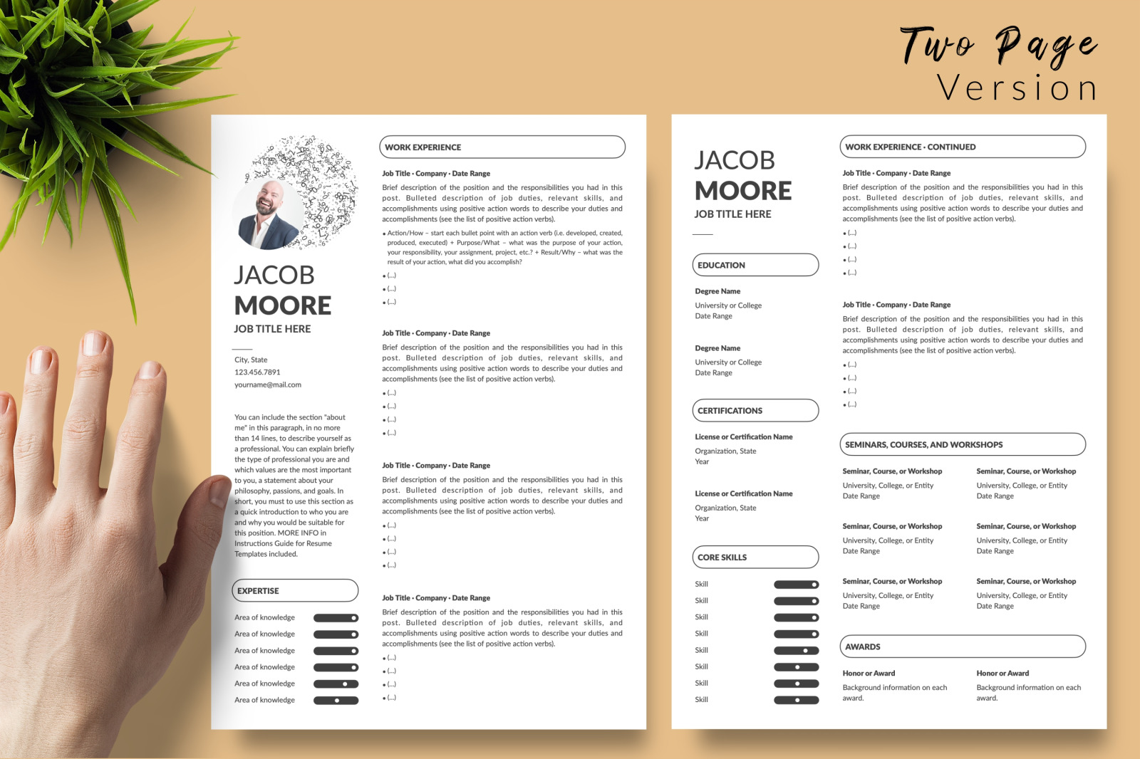 Creative Resume Template Bundle for Microsoft Word &amp; Apple Pages // Jacob Moore CV Design Template