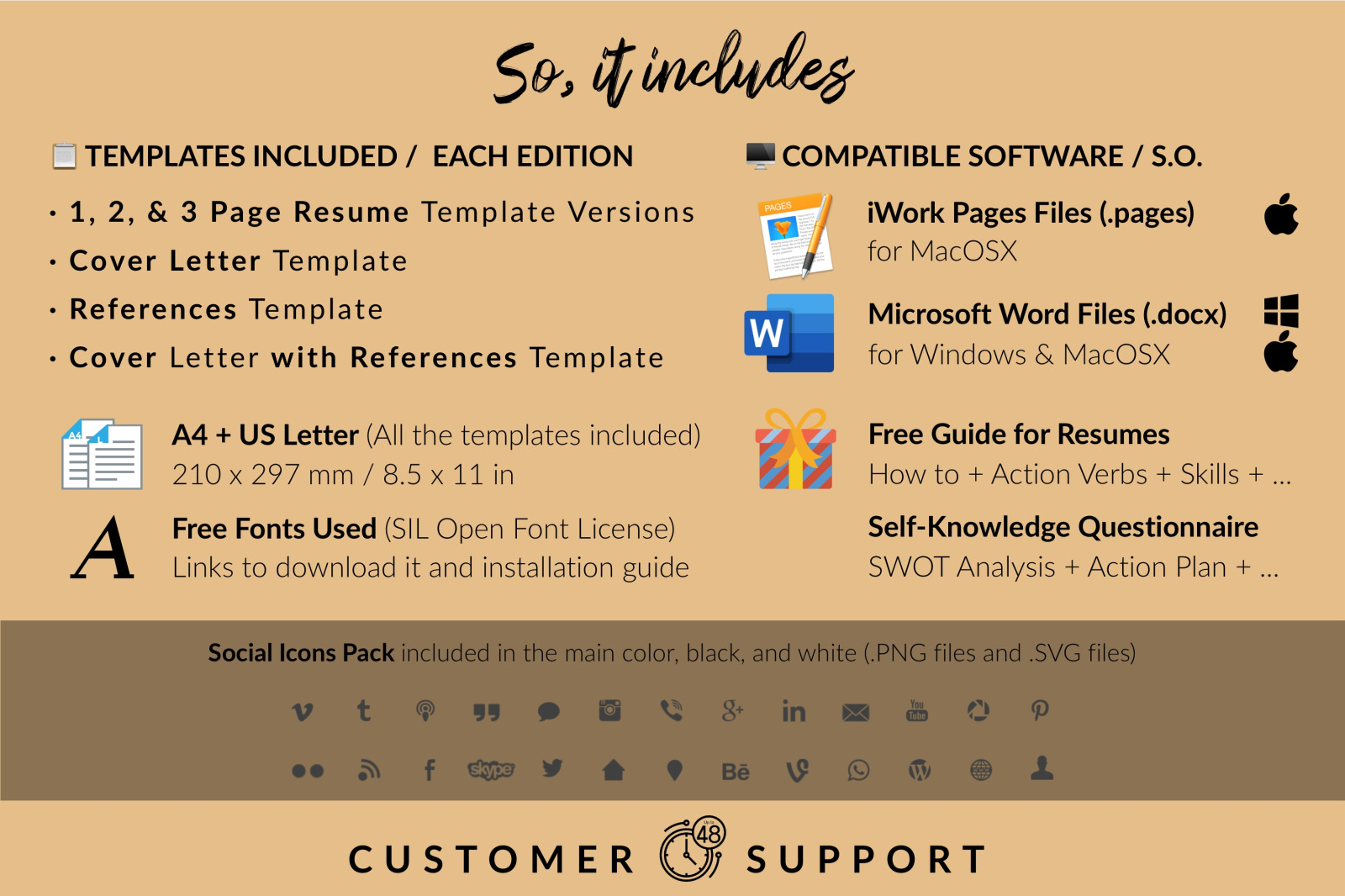 Creative Resume Template Bundle for Microsoft Word &amp; Apple Pages // Jacob Moore CV Design Template