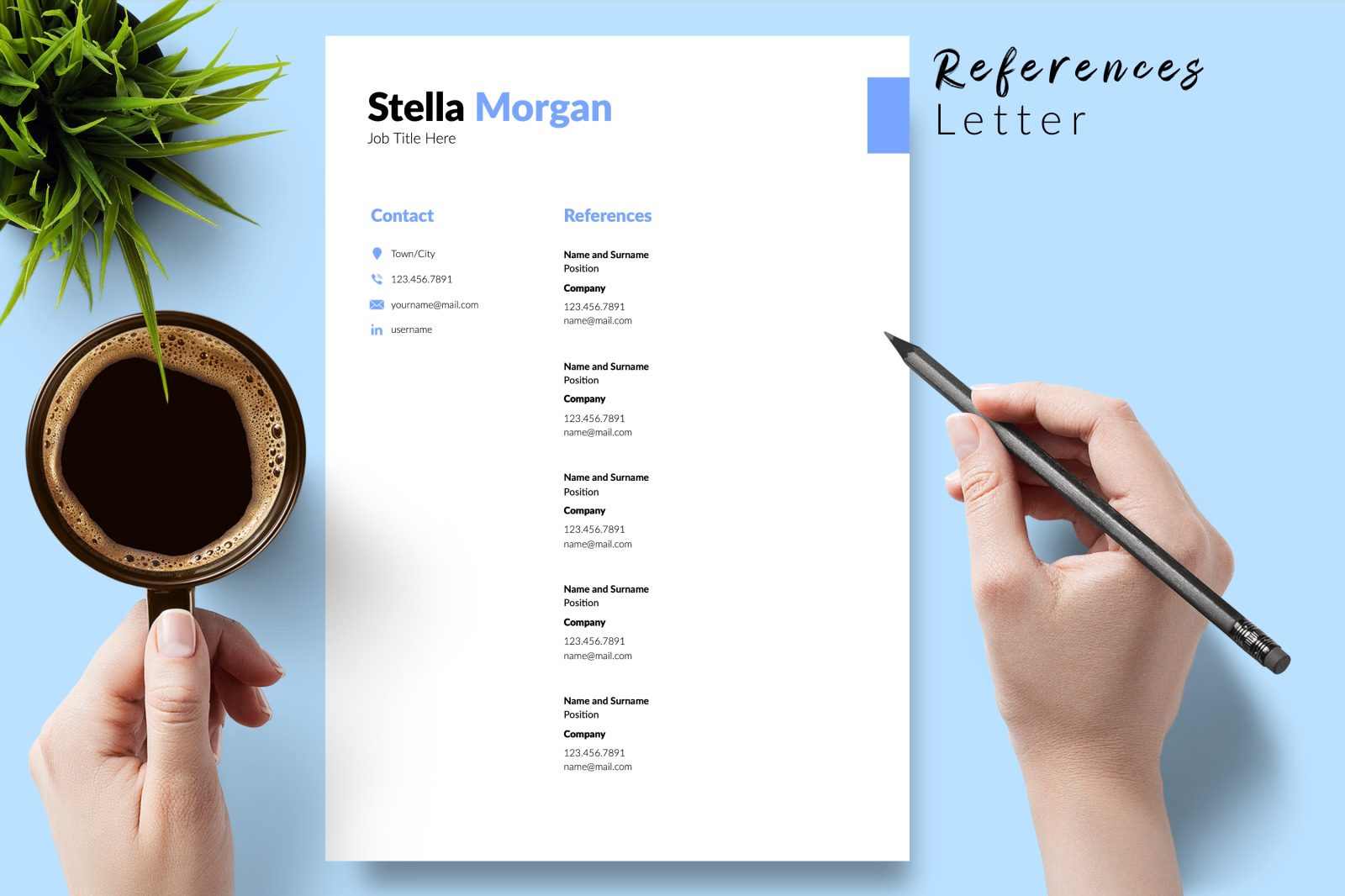 Simple Resume Template for Microsoft Word &amp; Apple Pages // Stella Morgan CV Design Template