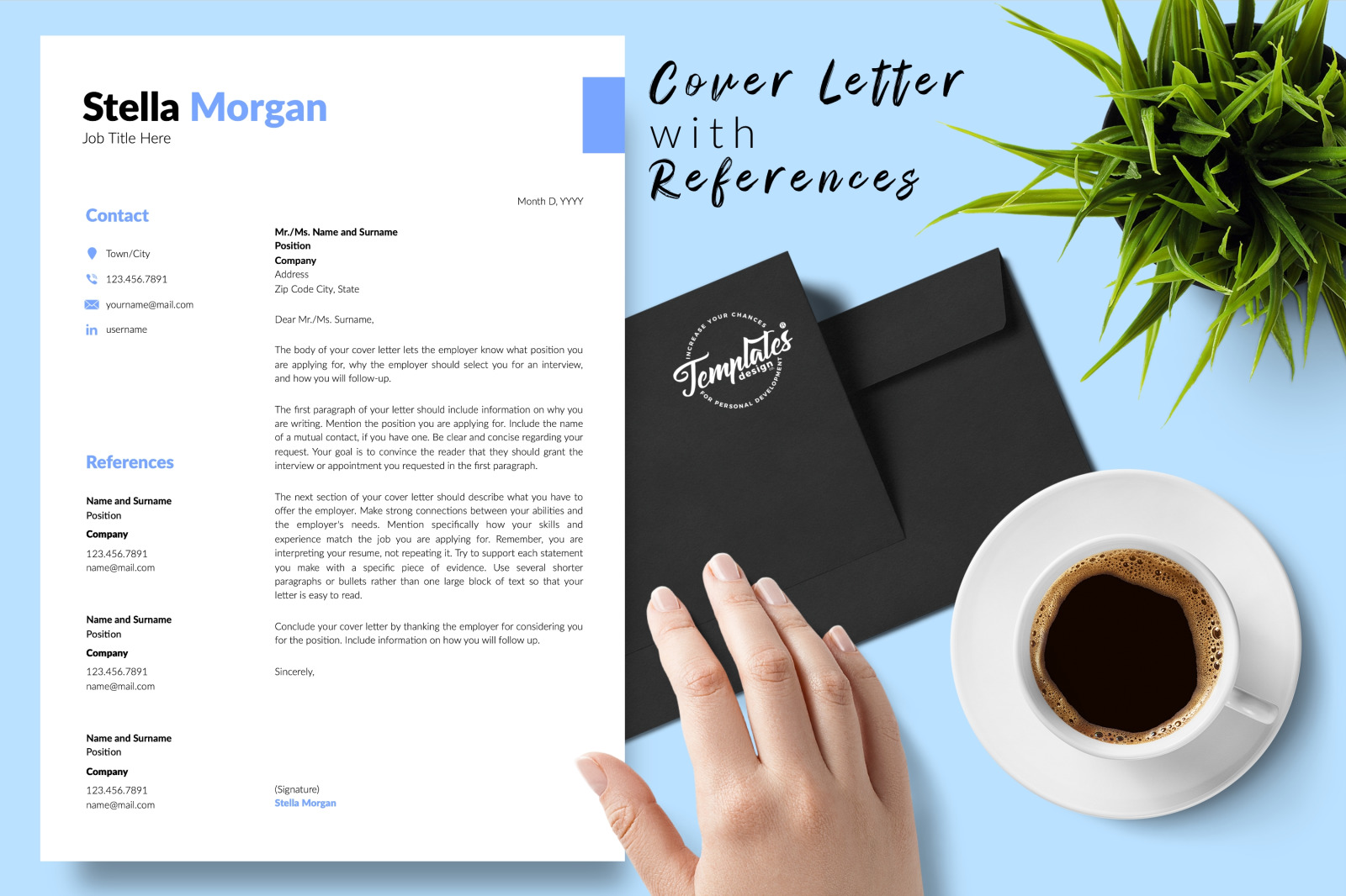 Simple Resume Template for Microsoft Word &amp; Apple Pages // Stella Morgan CV Design Template