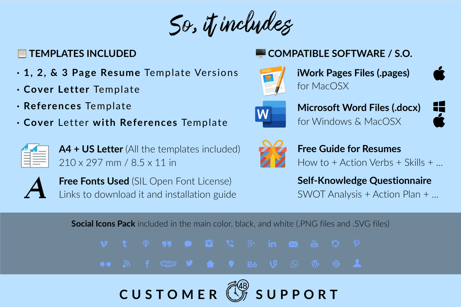 Simple Resume Template for Microsoft Word &amp; Apple Pages // Stella Morgan CV Design Template