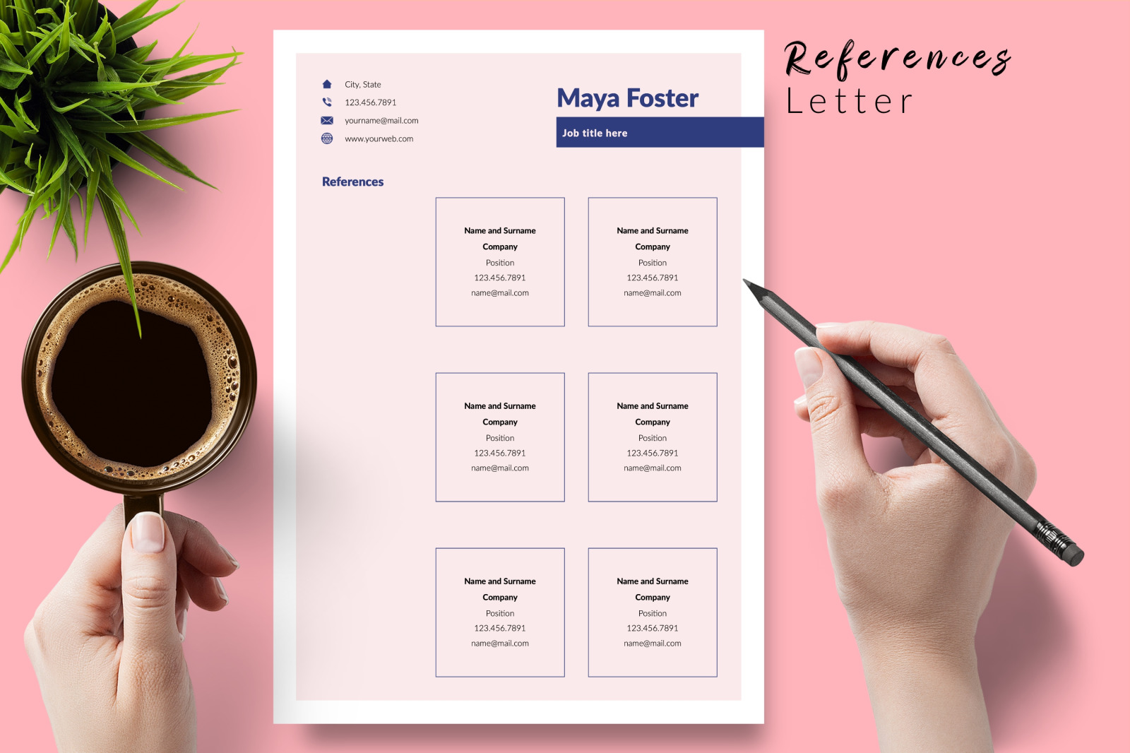 Modern Resume Template for Microsoft Word &amp; Apple Pages // Maya Foster CV Design Template