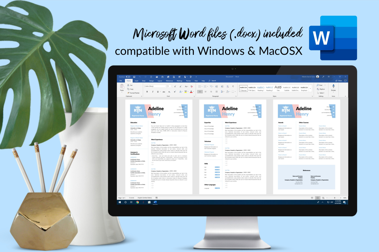 Nurse Resume Template for Microsoft Word & Apple Pages // Adeline Henry CV Design Template Nurse Resume Template for Microsoft Word & Apple Pages // Adeline Henry CV Design Template