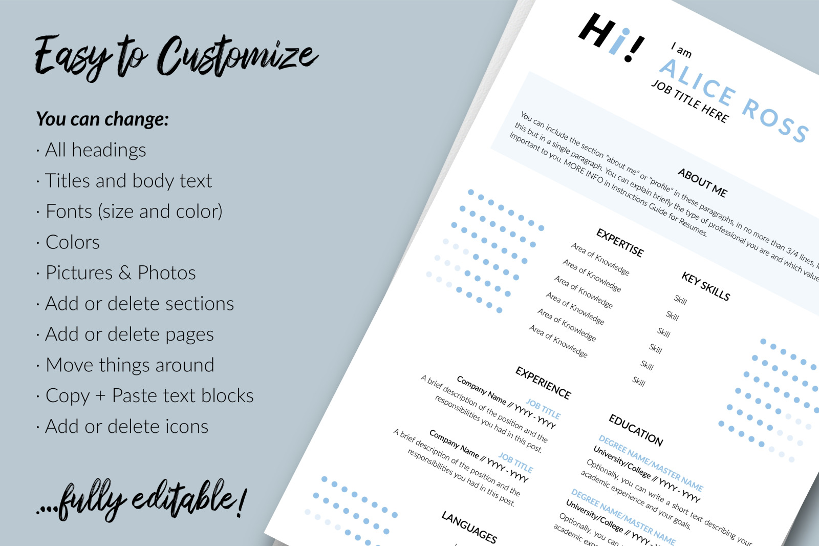 Creative Resume Template for Microsoft Word & Apple Pages // Alice Ross CV Design Template Creative Resume Template for Microsoft Word & Apple Pages // Alice Ross CV Design Template