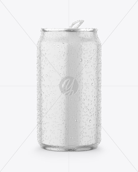 Metallic Drink Can With Glossy Finish &amp; Condensation Mockup