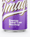 Metallic Drink Can With Glossy Finish & Condensation Mockup