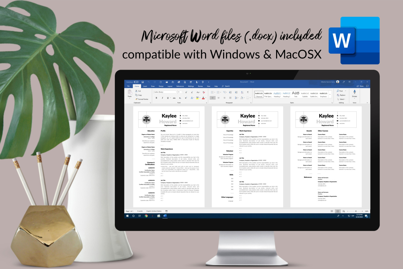 Nurse Resume Template for Microsoft Word & Apple Pages // Kaylee Howard CV Design Template Nurse Resume Template for Microsoft Word & Apple Pages // Kaylee Howard CV Design Template