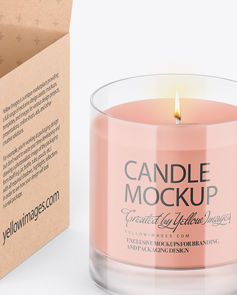 Candle W/ Kraft Box Mockup