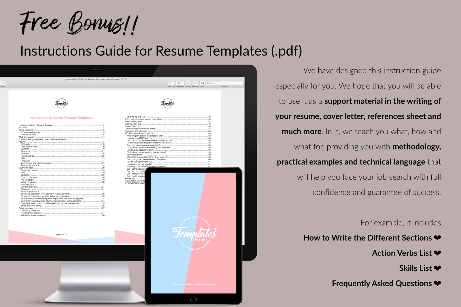 Legal Resume Template for Microsoft Word &amp; Apple Pages // Grace Wright CV Design Template