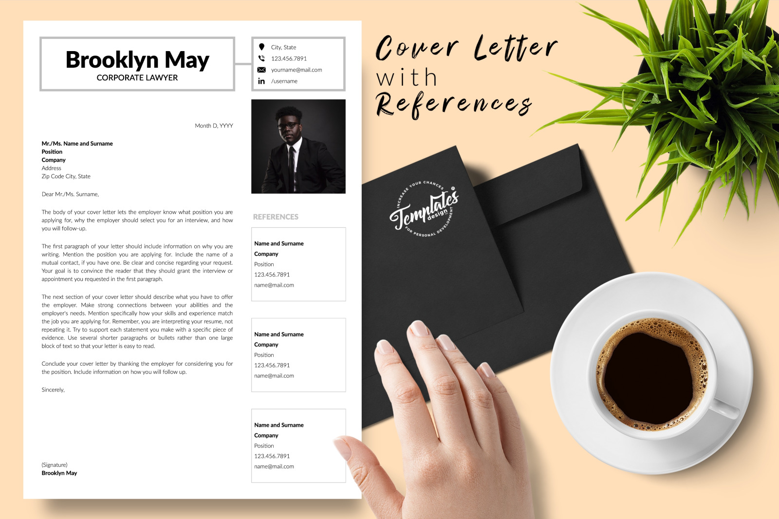 Legal Resume Template for Microsoft Word &amp; Apple Pages // Brooklyn May CV Design Template