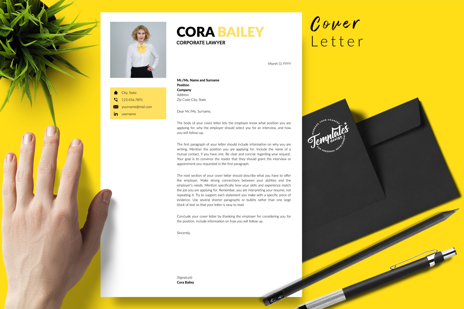 Legal Resume Template for Microsoft Word &amp; Apple Pages // Cora Bailey CV Design Template