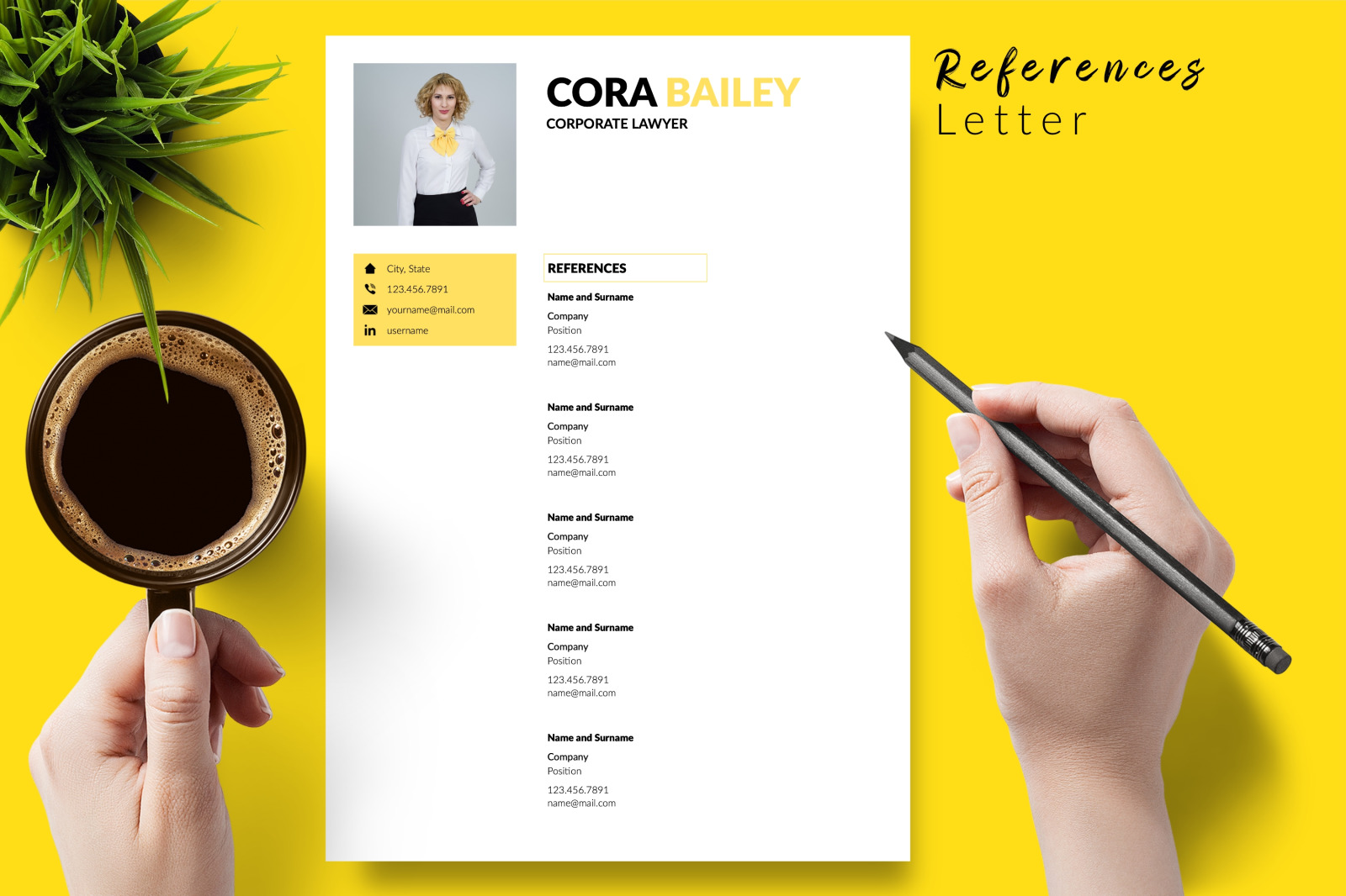 Legal Resume Template for Microsoft Word &amp; Apple Pages // Cora Bailey CV Design Template