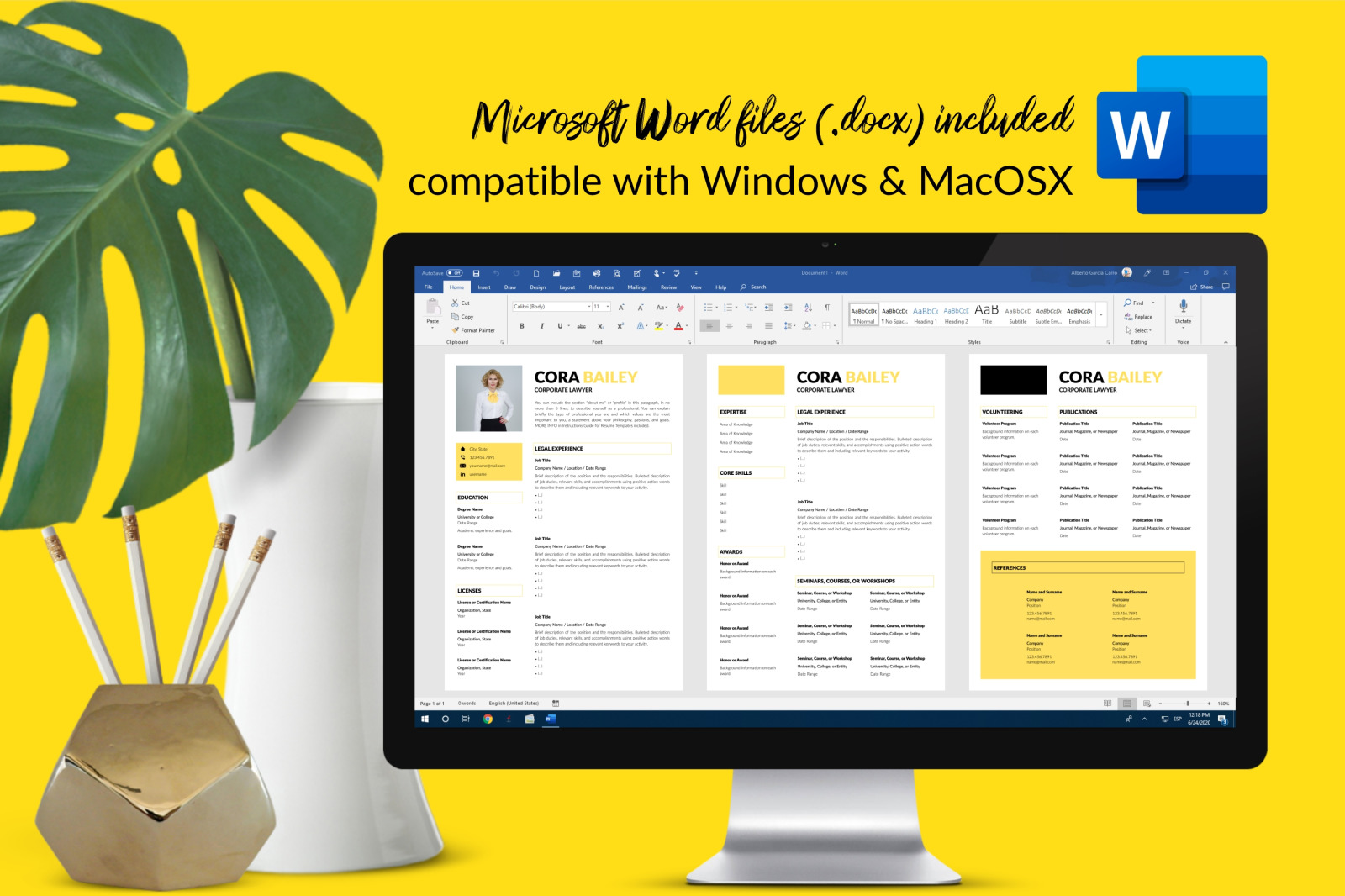 Legal Resume Template for Microsoft Word & Apple Pages // Cora Bailey CV Design Template Legal Resume Template for Microsoft Word & Apple Pages // Cora Bailey CV Design Template