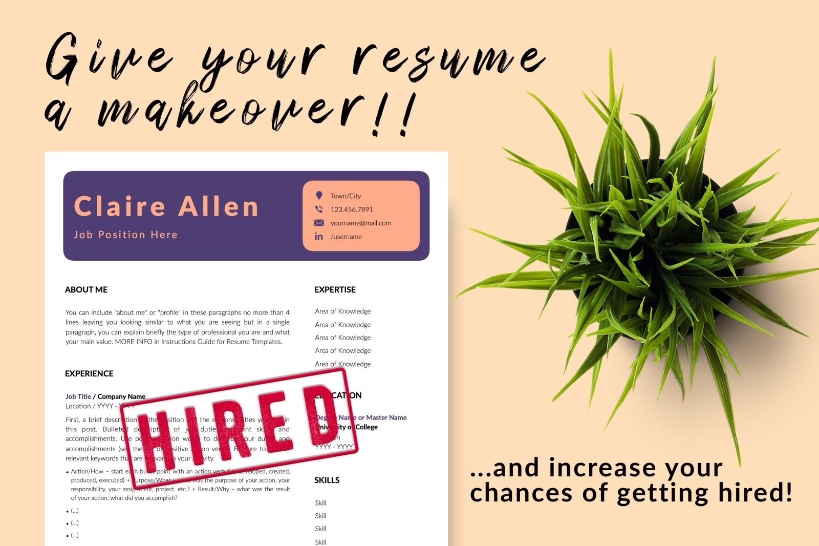Creative Resume Template for Microsoft Word & Apple Pages // Claire Allen CV Design Template Creative Resume Template for Microsoft Word & Apple Pages // Claire Allen CV Design Template
