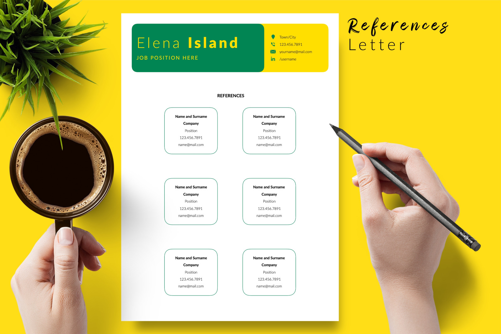 Creative Resume Template for Microsoft Word &amp; Apple Pages // Elena Island CV Design Template