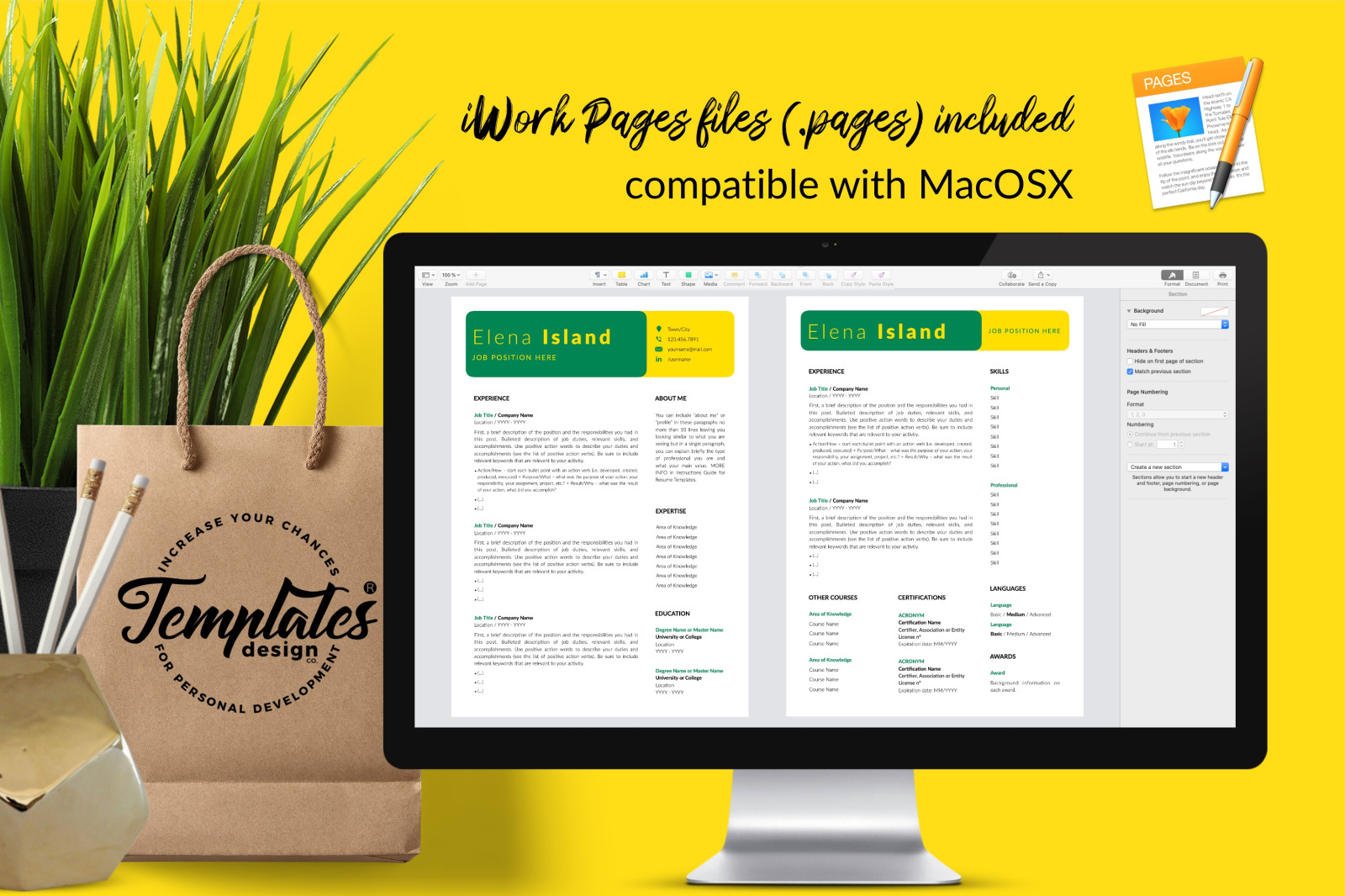 Creative Resume Template for Microsoft Word & Apple Pages // Elena Island CV Design Template Creative Resume Template for Microsoft Word & Apple Pages // Elena Island CV Design Template