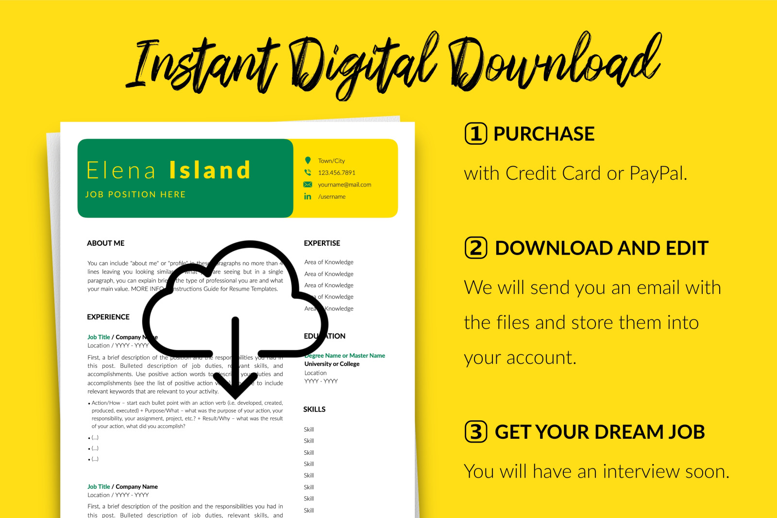 Creative Resume Template for Microsoft Word & Apple Pages // Elena Island CV Design Template Creative Resume Template for Microsoft Word & Apple Pages // Elena Island CV Design Template