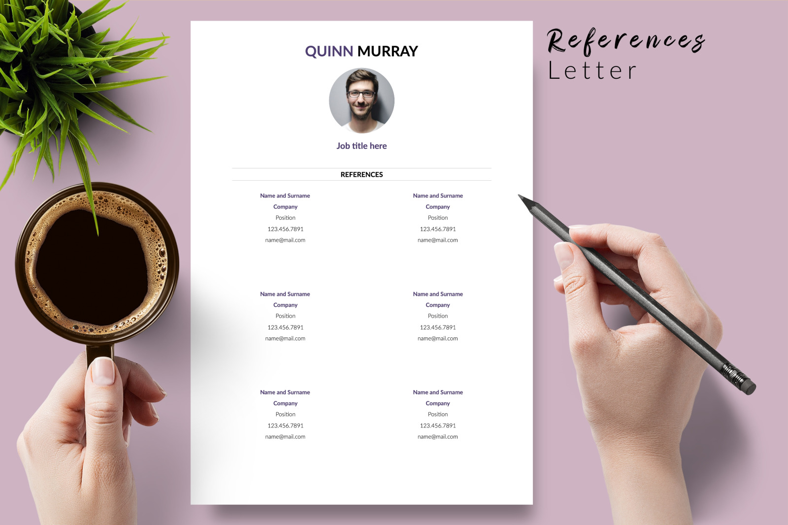 Modern Resume Template for Microsoft Word &amp; Apple Pages // Quinn Murray CV Design Template