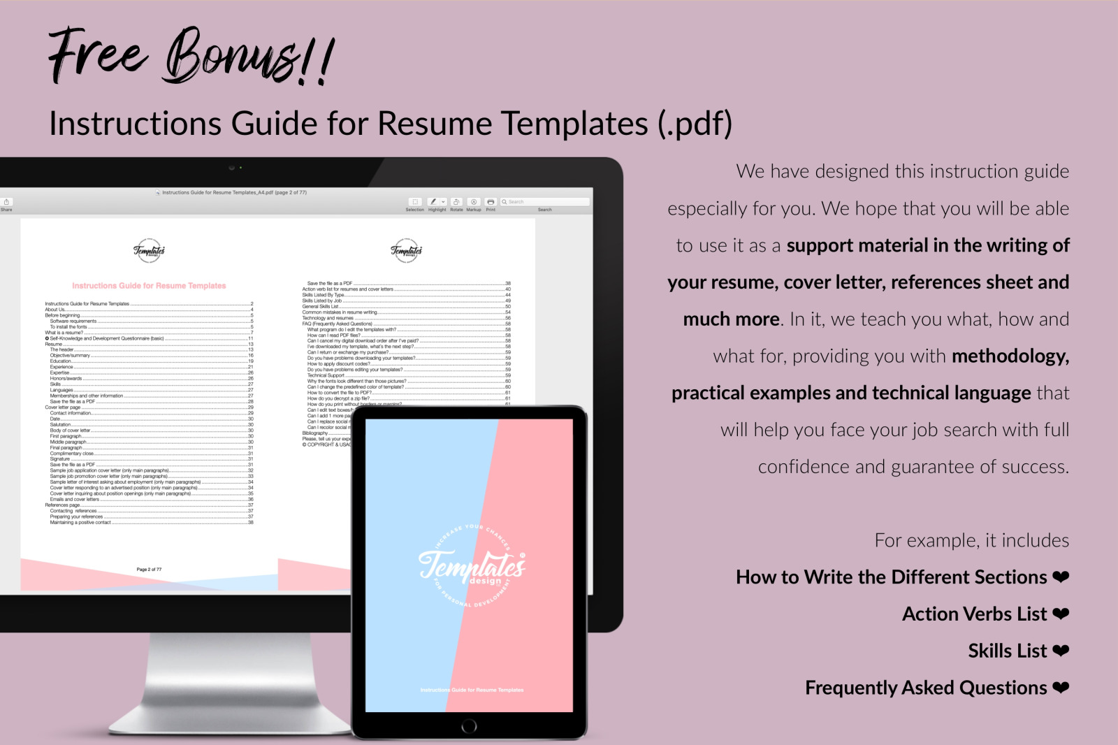 Modern Resume Template for Microsoft Word &amp; Apple Pages // Quinn Murray CV Design Template