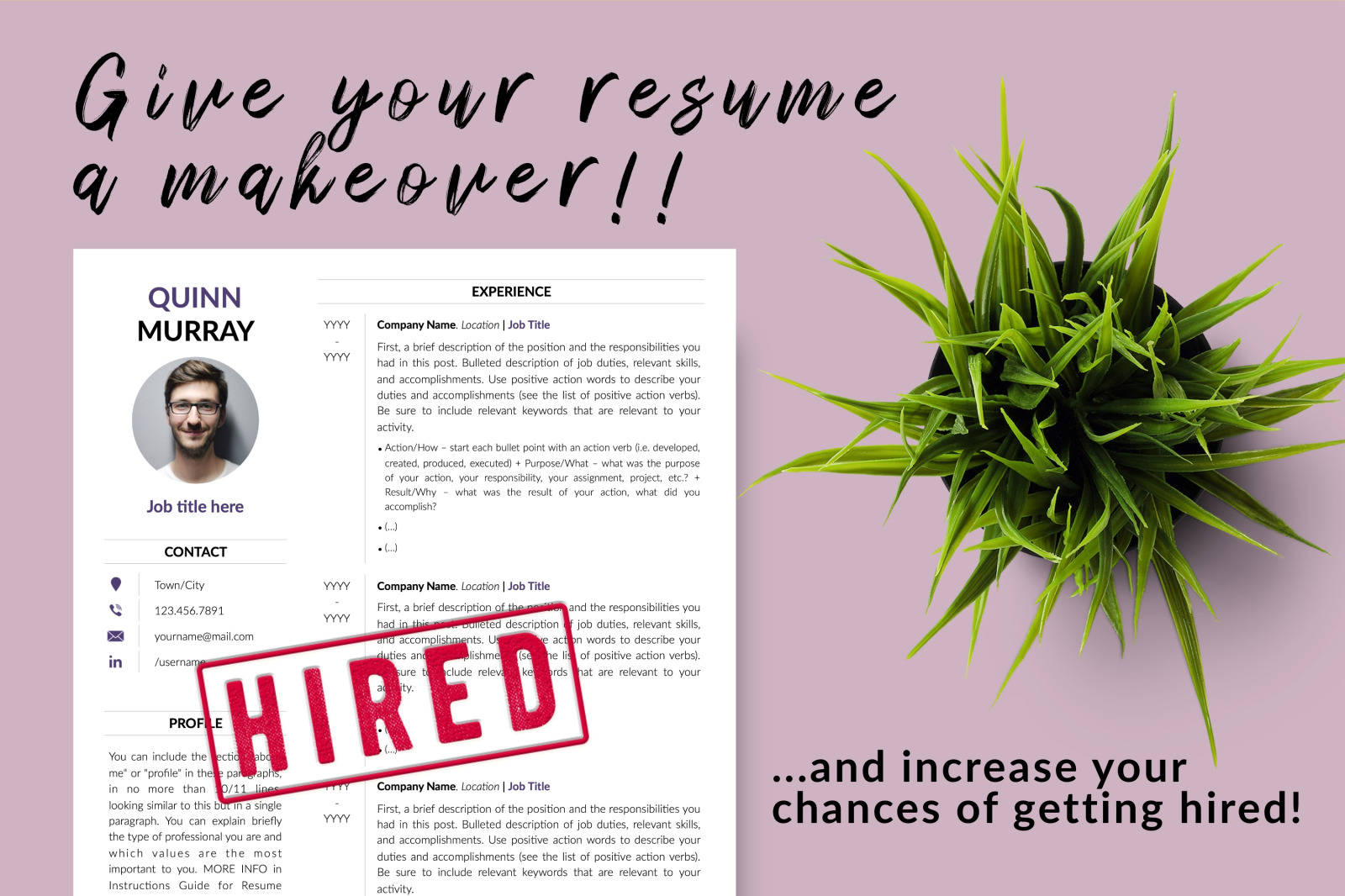 Modern Resume Template for Microsoft Word & Apple Pages // Quinn Murray CV Design Template Modern Resume Template for Microsoft Word & Apple Pages // Quinn Murray CV Design Template