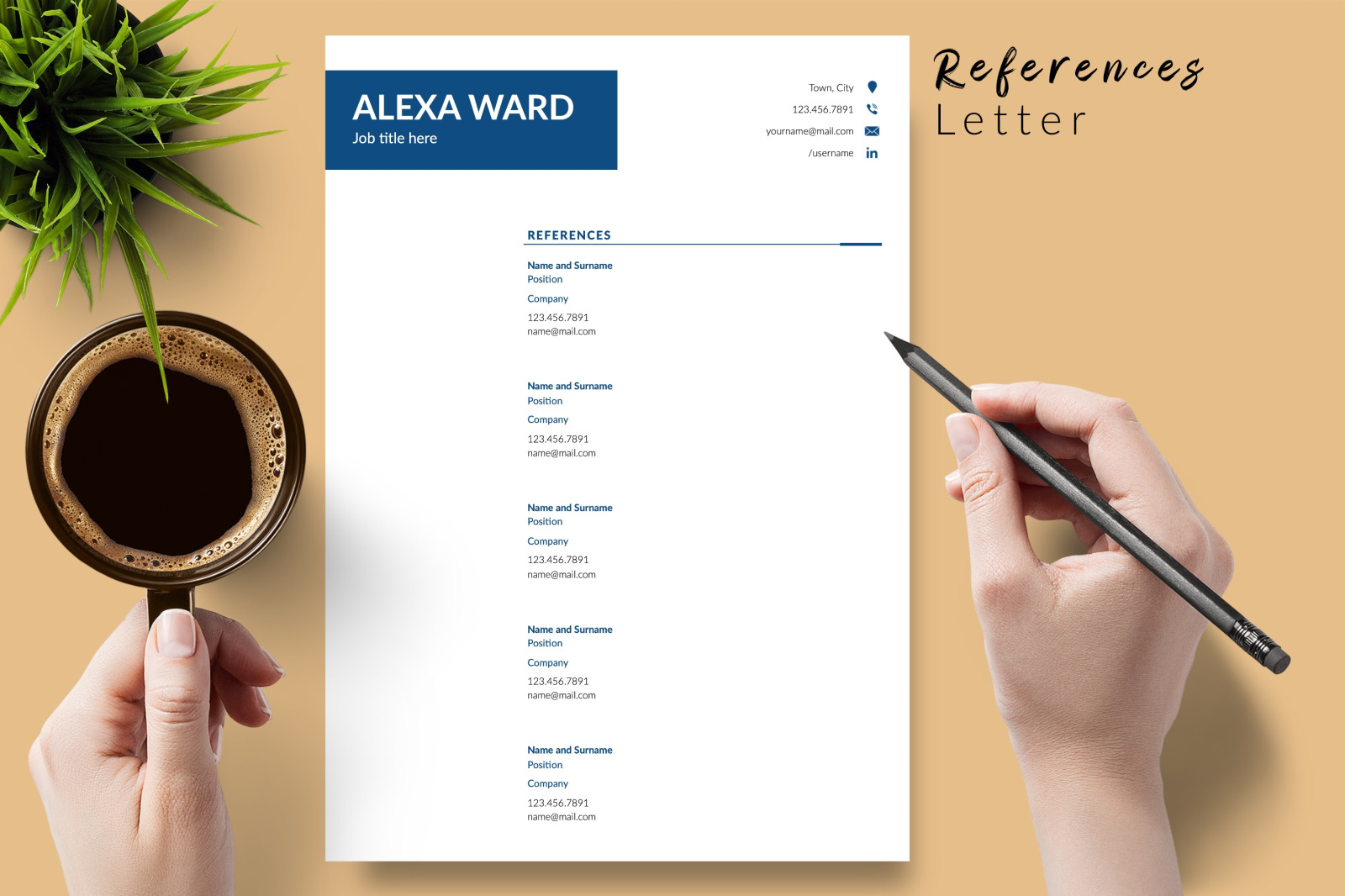 Simple Resume Template for Microsoft Word &amp; Apple Pages // Alexa Ward CV Design Template