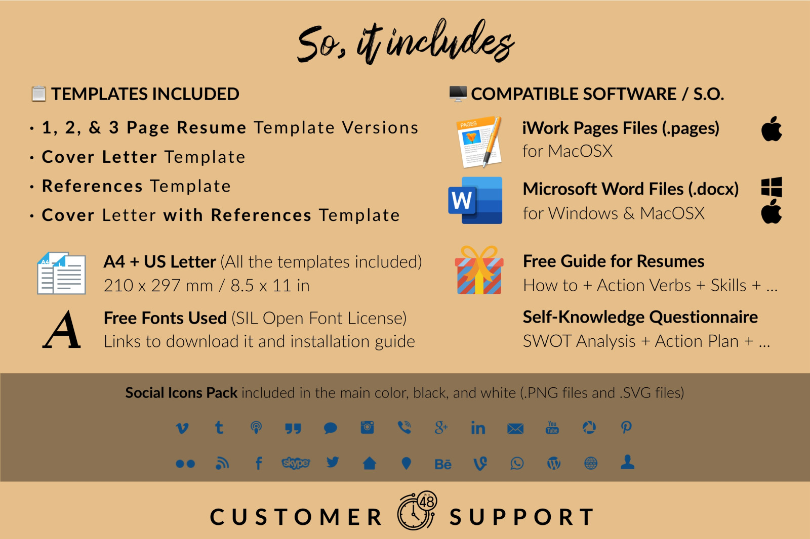 Simple Resume Template for Microsoft Word &amp; Apple Pages // Alexa Ward CV Design Template