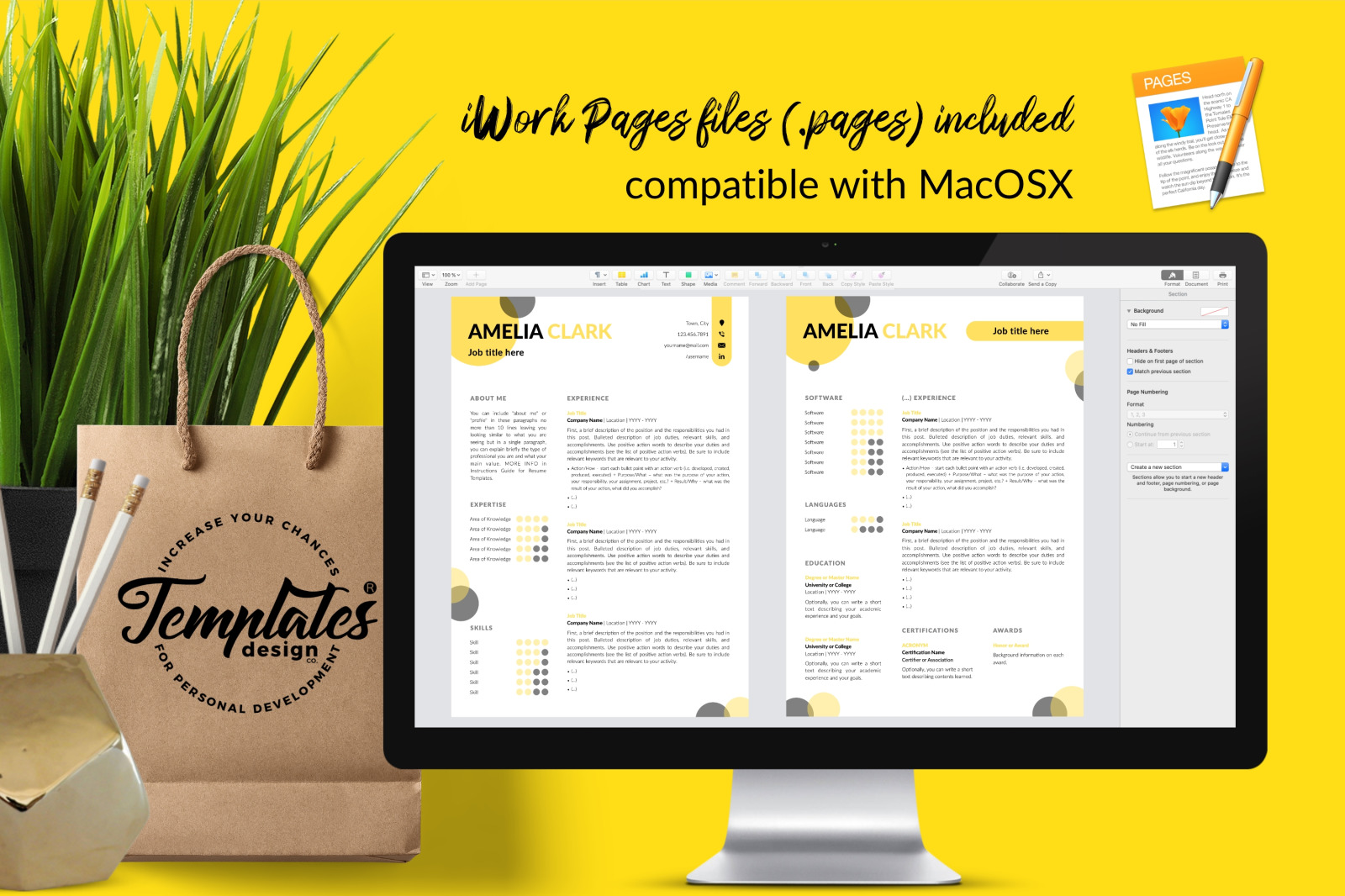 Creative Resume Template for Microsoft Word & Apple Pages // Amelia Clark CV Design Template Creative Resume Template for Microsoft Word & Apple Pages // Amelia Clark CV Design Template