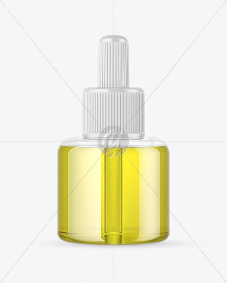 Clear Glass Dropper Bottle w/ Oil Mockup