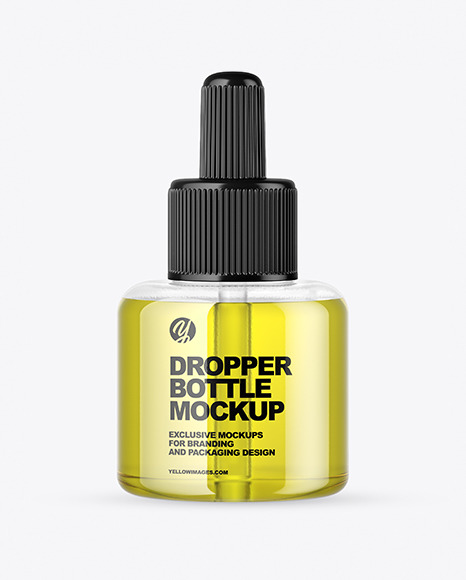 Clear Glass Dropper Bottle w Oil Mockup - Oil dropper bottle mockup