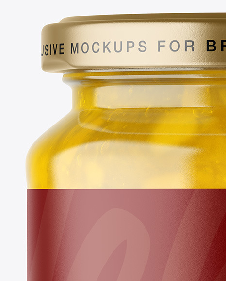 Clear Glass Jar with Pineapple jam Mockup