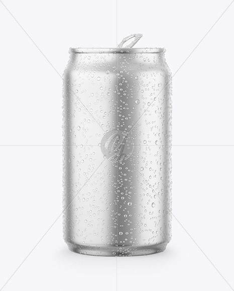 Matte Metallic Drink Can With Condensation Mockup