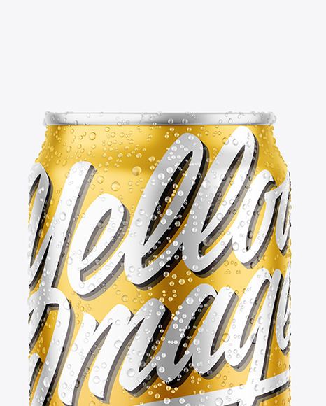 Matte Metallic Drink Can With Condensation Mockup