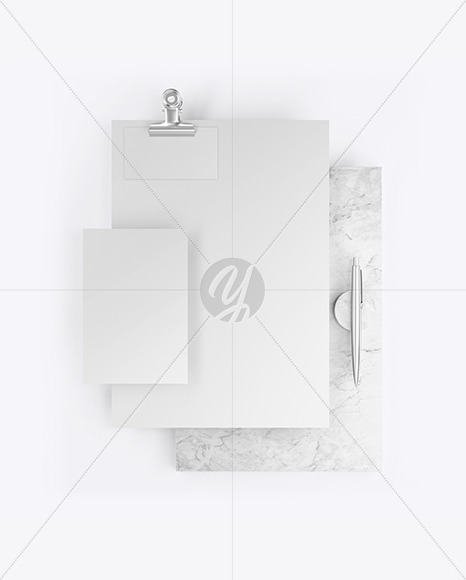 Papers & Two Business Cards with Marble