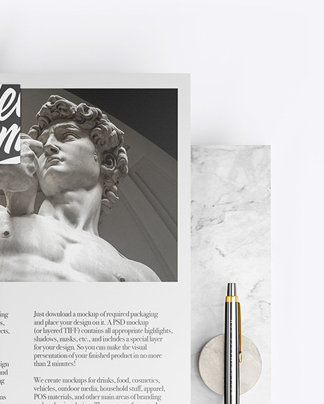 Papers & Two Business Cards with Marble