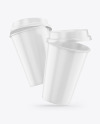 Glossy Coffee Cups Mockup