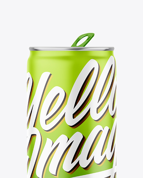 Metallic Drink Can With Matte Finish Mockup