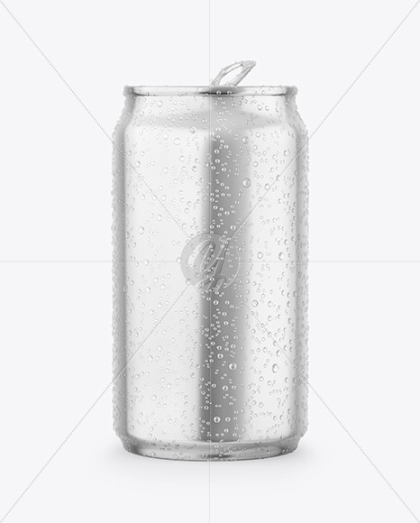 Metallic Drink Can With Condensation Mockup